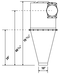 Front rendered view of standalone C2500 cyclone separator