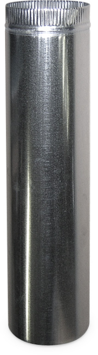 5-foot Snap-Lock pipe standing upwards on its raw, uncrimped end.