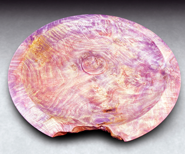 Serving Platter with Erupting Center  - Oregon maple burl spalted with flaming dragon (Scytalidium cuboideum) fungus. By Seri Robinson.