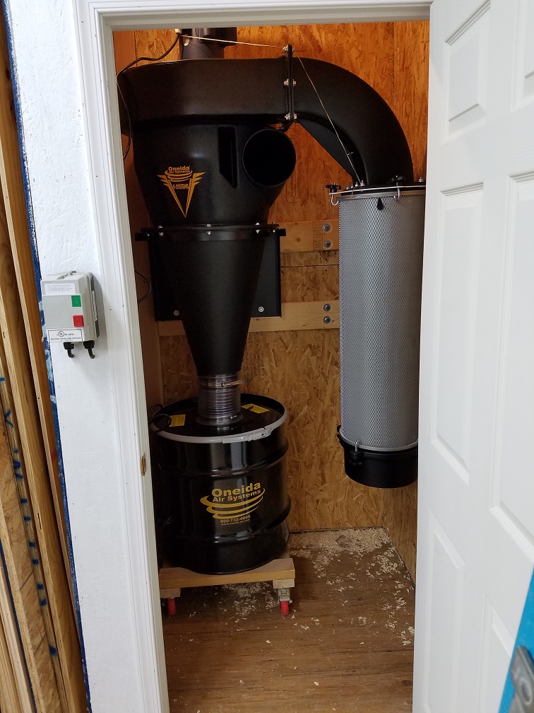 System fully assembled within the closet