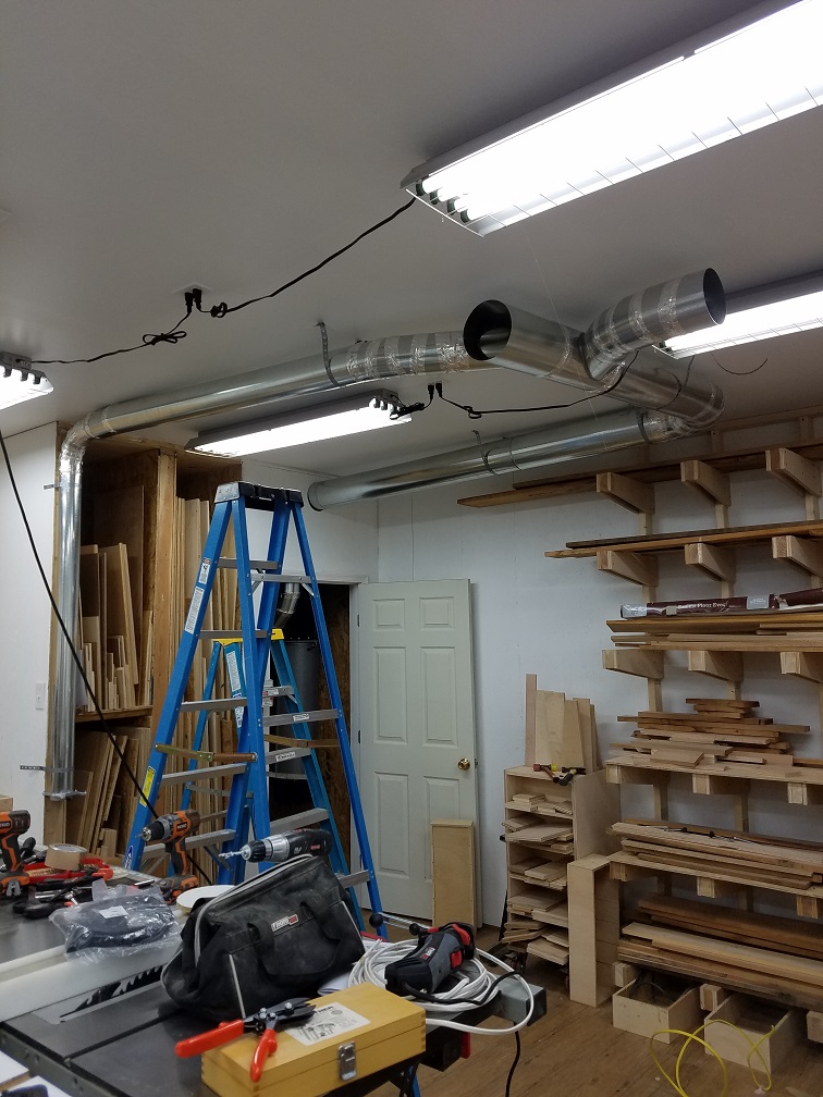 Exterior view of the closet containing the dust collector