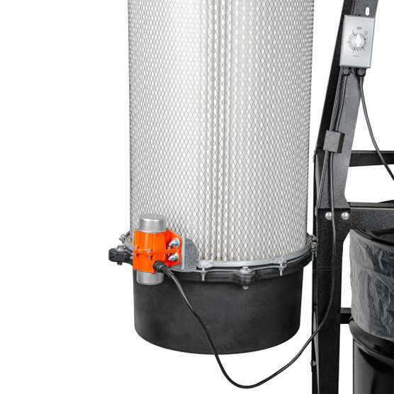 Quick-Clean Filter Shaker installed onto a dust collector's cartridge filter