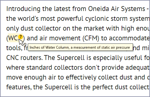 Example of Quick Definition system in action