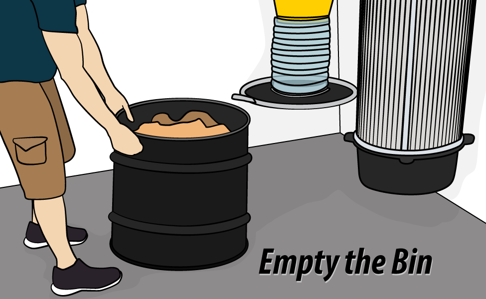 Empty the dust bin out and reattach to the cyclone when ready.