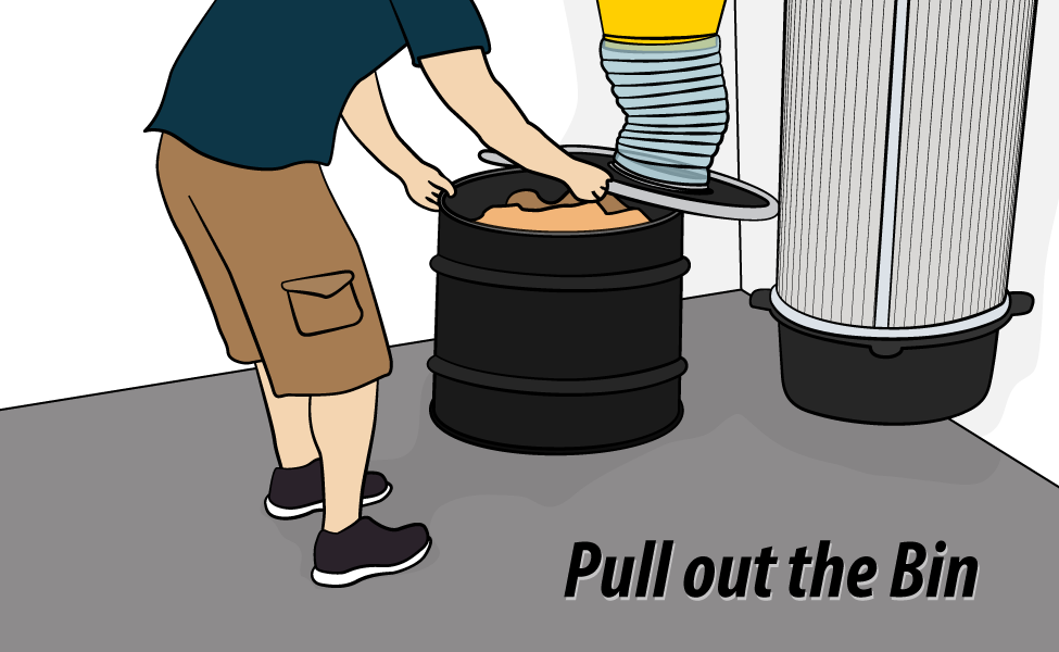 Pull the dust bin out from under the cyclone.